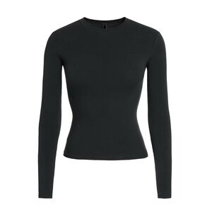 Skims Cotton Jersey Long Sleeve T-Shirt in Soot Sz Large
